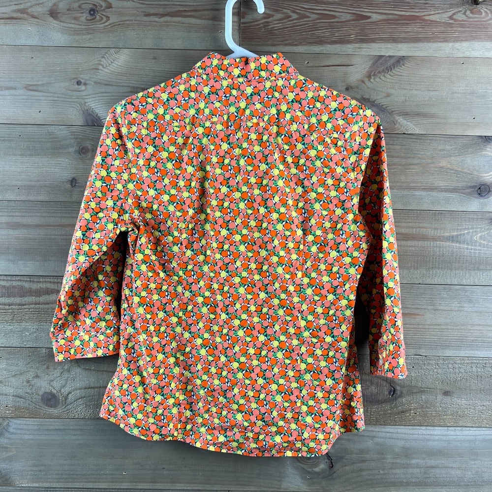 Lands End Womens Shirt 3/4 Sleeve Button Up Fruit Citrus No iron Supima Size 4P - Picture 6 of 8